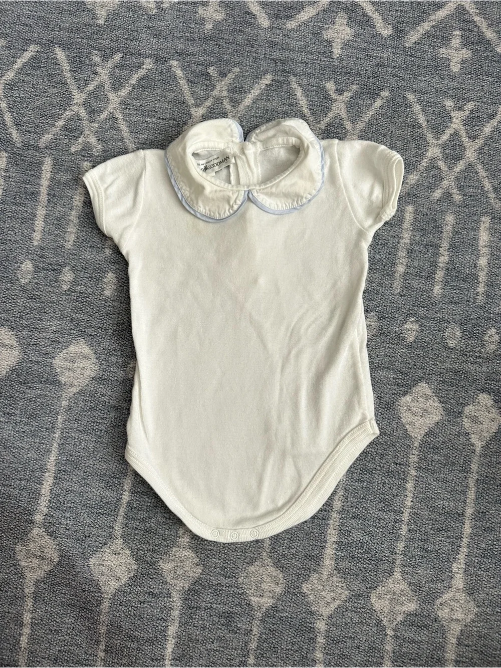 Bergdorf Goodman, Made it Italy, White Baby Onesie with Peter Pan Collar